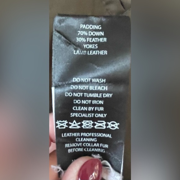 Sandro Marcie Down Puffer Jacket, Lamb Fur Hood, Leather Sleeves; size 3 / L - Picture 6 of 7